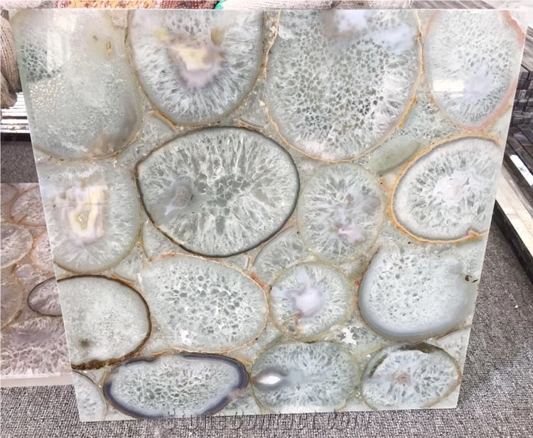 Natural Blue Agate Tile Semi Precious Stone Slab