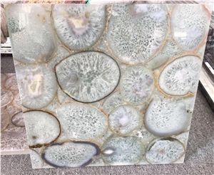 Natural Blue Agate Tile Semi Precious Stone Slab