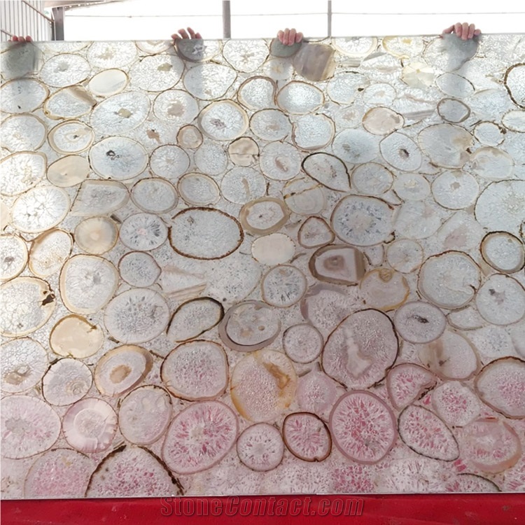 Natural Blue Agate Tile Semi Precious Stone Slab