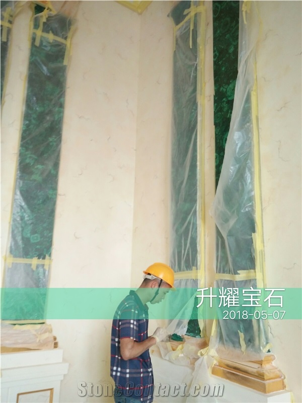 Natural Green Malachite Gem Stone Column