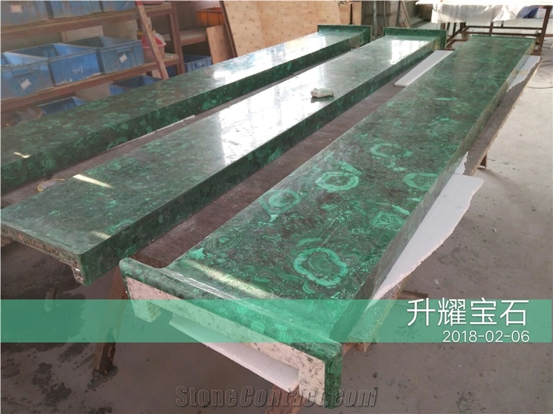 Natural Green Malachite Gem Stone Column