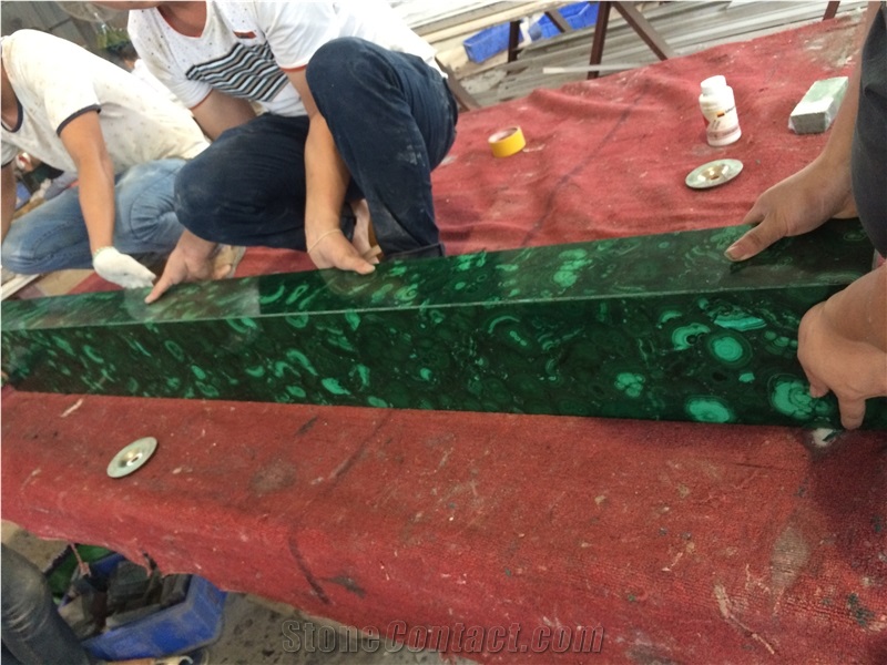 Natural Green Malachite Gem Stone Column