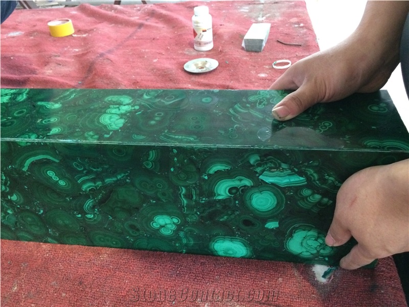 Natural Green Malachite Gem Stone Column