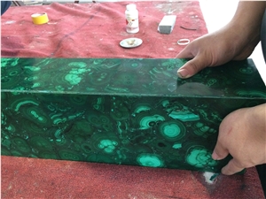 Natural Green Malachite Gem Stone Column