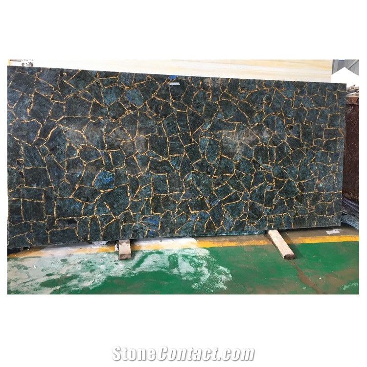 Natural Luxury Labradorite Blue Bathroom Design