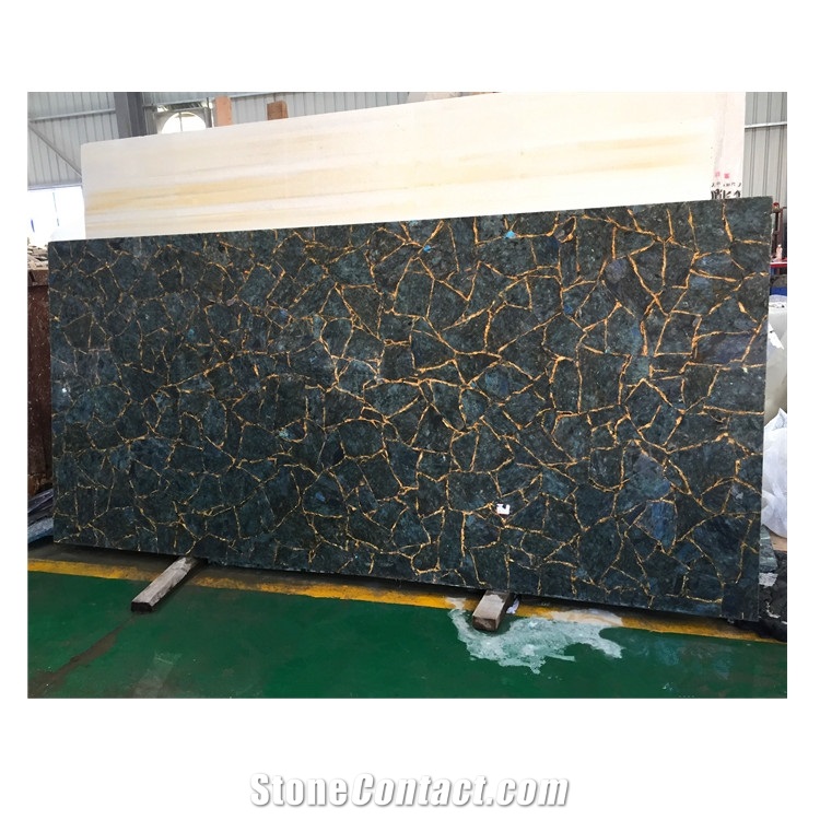 Natural Luxury Labradorite Blue Bathroom Design