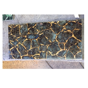 Natural Luxury Labradorite Blue Bathroom Design