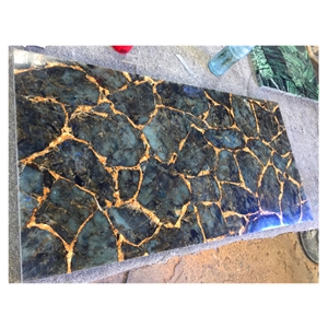 Natural Luxury Labradorite Blue Bathroom Design