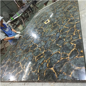 Natural Luxury Labradorite Blue Bathroom Design