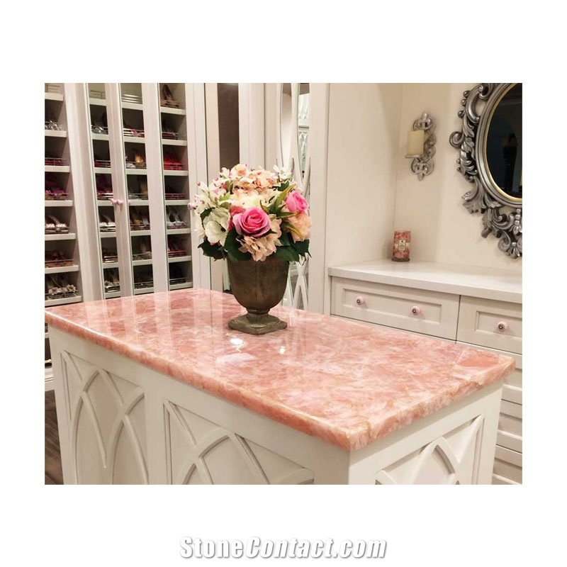 Pink Crystal Semi Preecious Stone Table Top