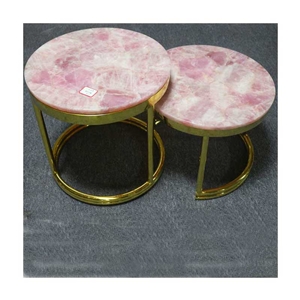 Pink Crystal Semi Preecious Stone Table Top