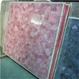 Pink Crystal Slabs Semiprecious Stone Slabs