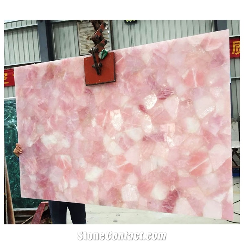 Pink Crystal Slabs Semiprecious Stone Slabs