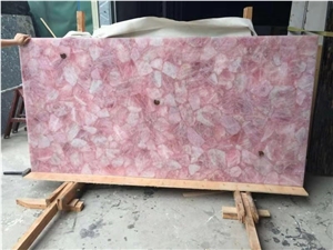 Pink Crystal Slabs Semiprecious Stone Slabs