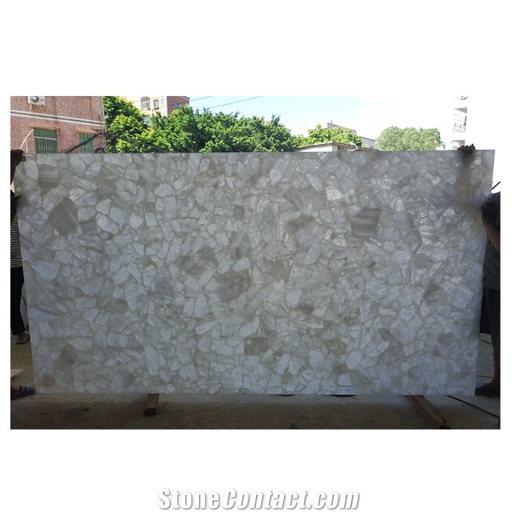 Quartz White Crystal Semiprecious Stone Slabs