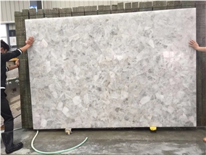 Quartz White Crystal Semiprecious Stone Slabs