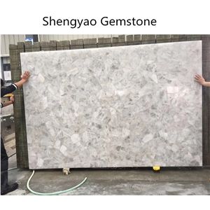 Quartz White Crystal Semiprecious Stone Slabs
