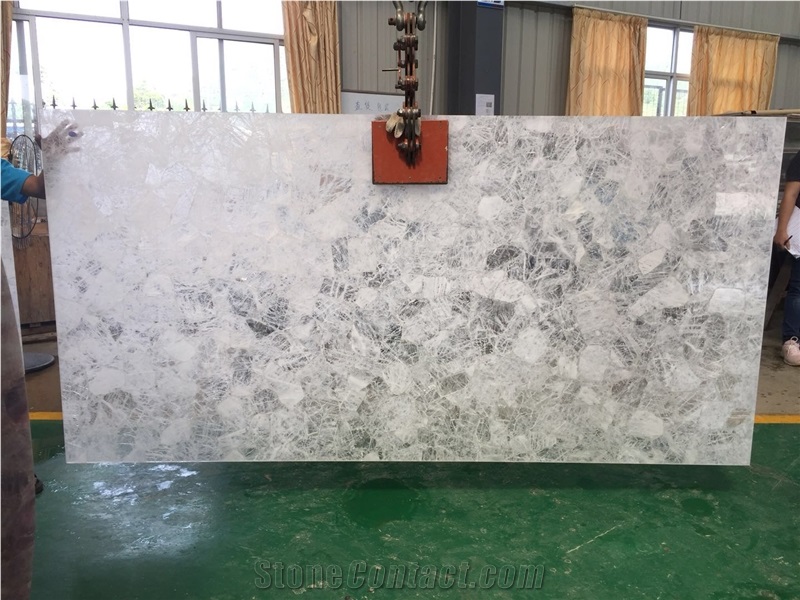 Quartz White Crystal Semiprecious Stone Slabs