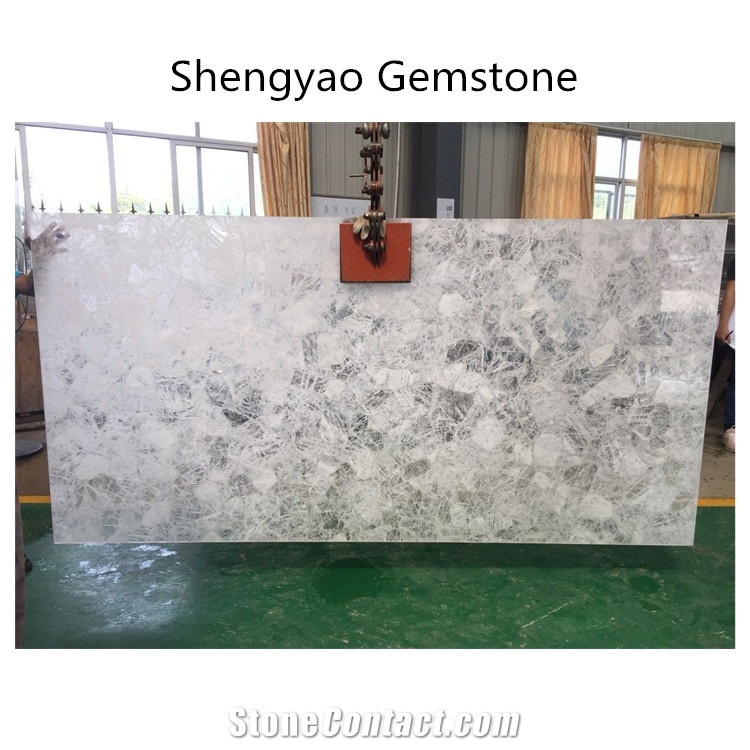 Quartz White Crystal Semiprecious Stone Slabs