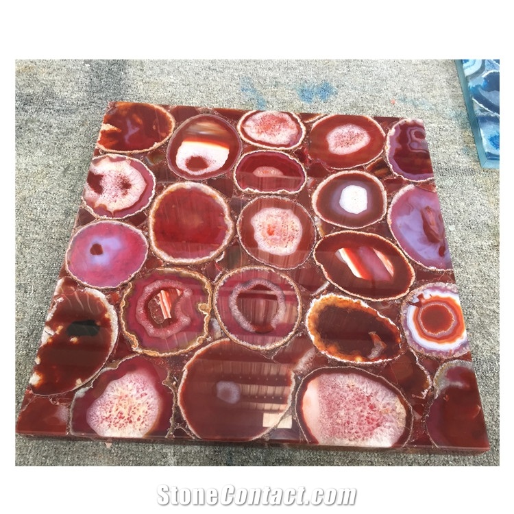 Backlit Red Agate Gemstone Slabs Manufacturer China
