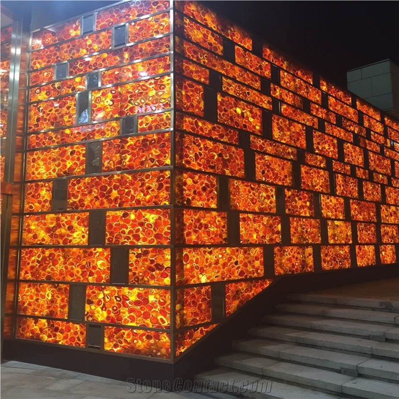 Backlit Red Agate Gemstone Slabs Manufacturer China