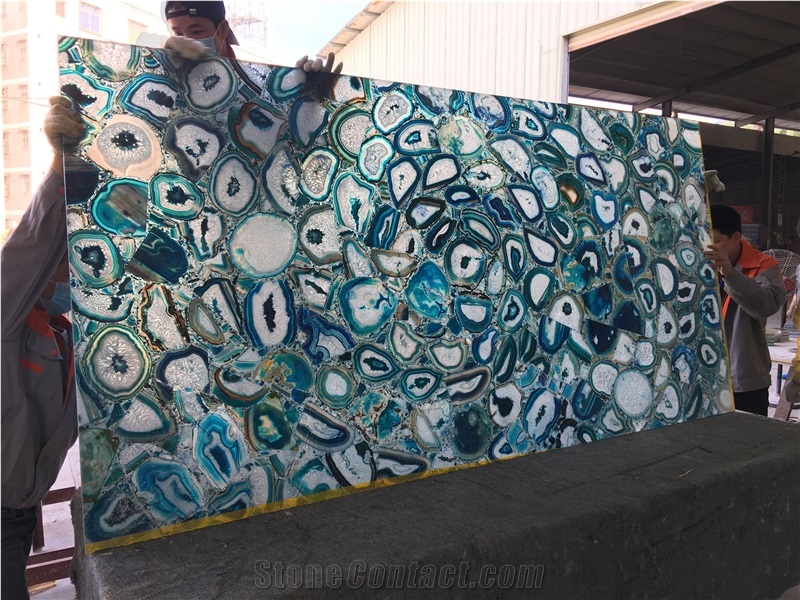 Semi Precious Blue Agate Stone Slab Price