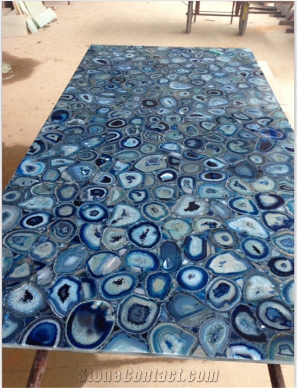 Semi Precious Blue Agate Stone Slab Price