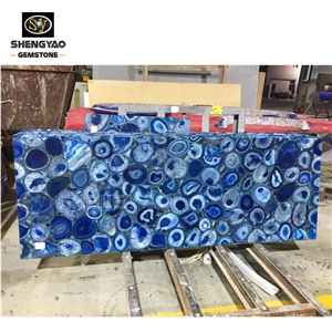 Size 1220X2440mm Blue Agate Semiprecious Stone Big Slab