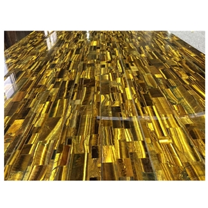 Tiger Eye Semiprecious Stone Panels Used for Wall