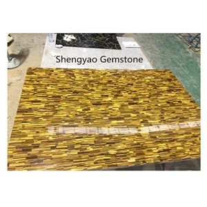 Tiger Eye Semiprecious Stone Panels Used for Wall