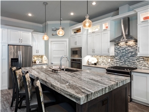 Modern Calacatta Grey Quartz Stone Kitchen Countertop