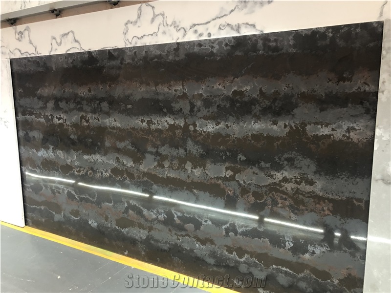 Polished Black Quartz Slabs