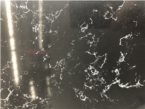 Polished Black Quartz Slabs