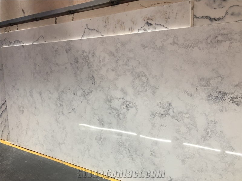 Polished Cement Ash Quartz Slabs