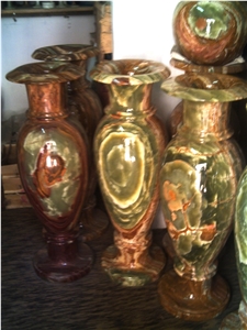Tall Vases in Dark Green Onyx