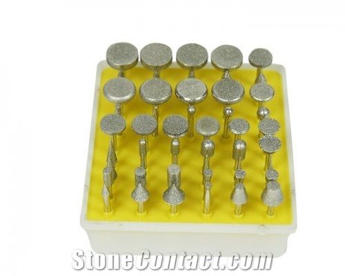 Set Of Assorted Electroplated Bits Mounted on Shaft