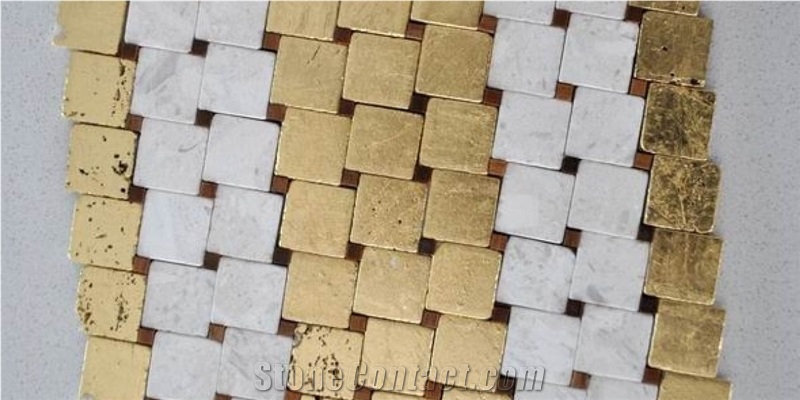 Travertine+Meatl Mix Stone Mosaic