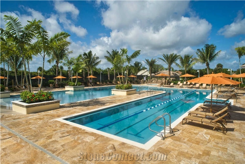 Gold Travertine Pool Deck Pavers