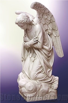 Hand-Carved Marble Angel Supports Customization