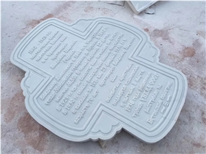 Marble Carved Tombstone with Inscriptions