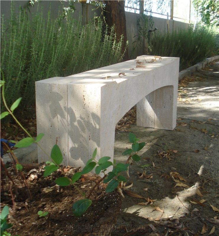 Travertine Benches for Outdoor Purposes