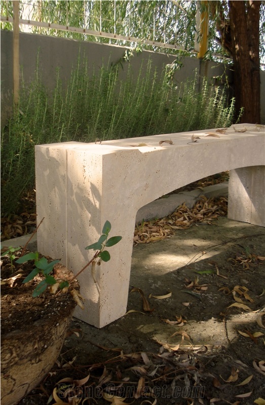 Travertine Benches for Outdoor Purposes