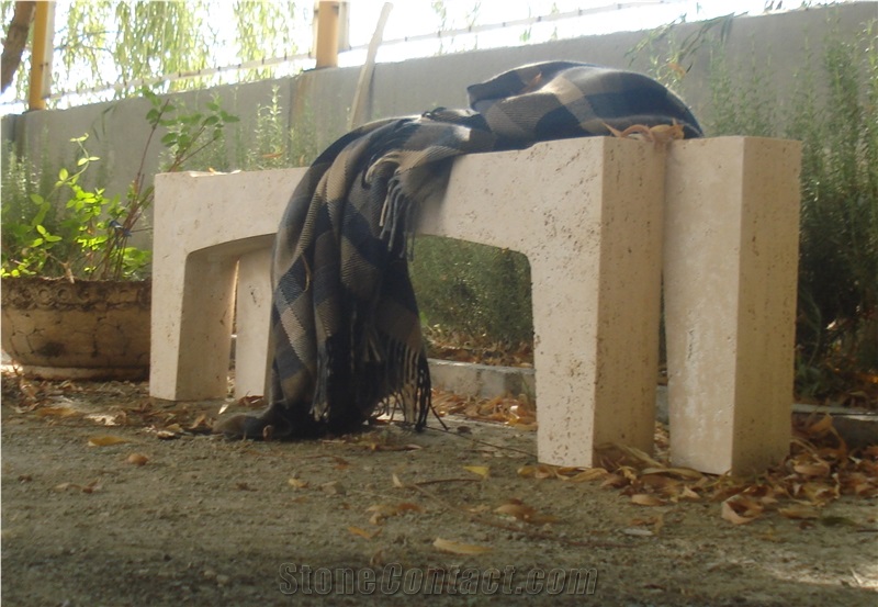 Travertine Benches for Outdoor Purposes