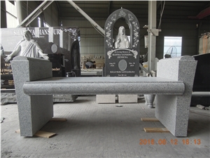 America Grey Granite Tombstone Bench