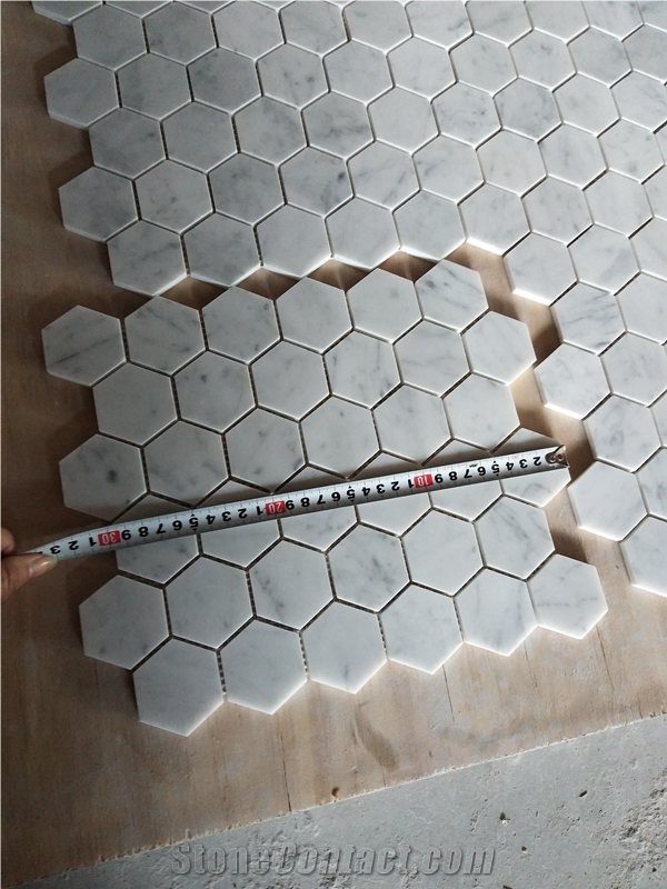 Carrara White Marble Hexagon Mosaic Wall Tile