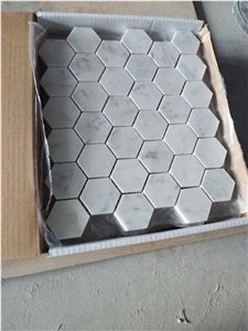 Carrara White Marble Hexagon Mosaic Wall Tile