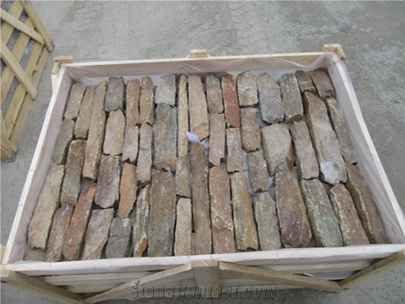 Rusty Yellow Quartize Loose Stone Wall Panel Stone