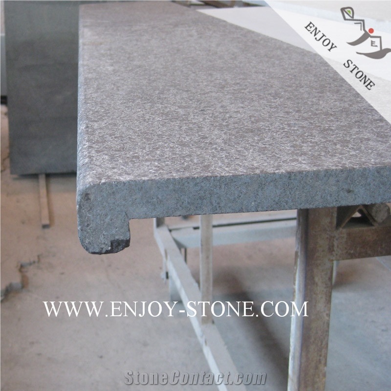 Exfoliated Raven Black G684 Rebated Steps Coping
