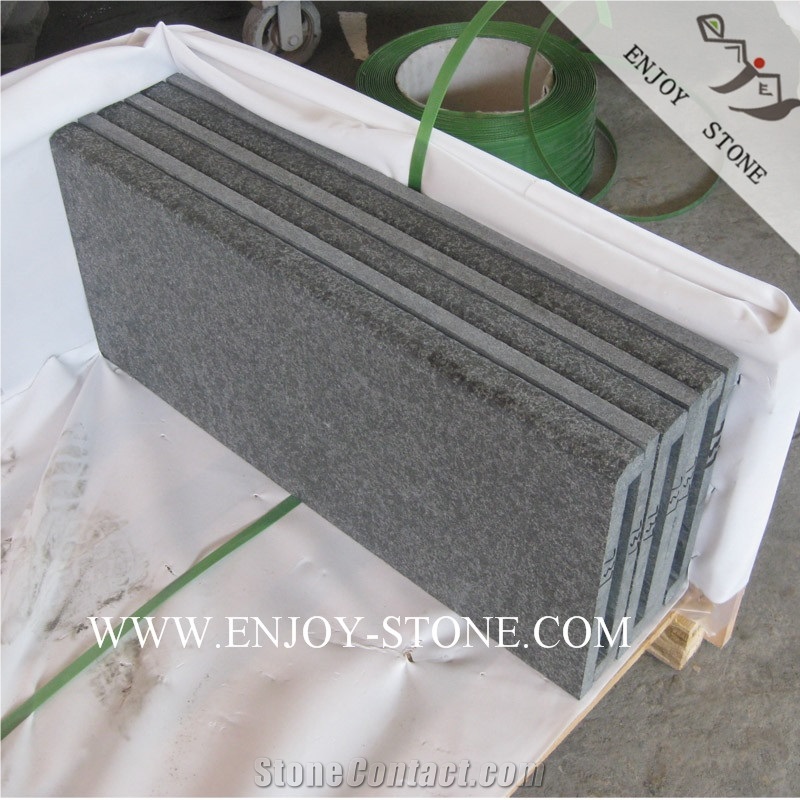 Exfoliated Raven Black G684 Rebated Steps Coping