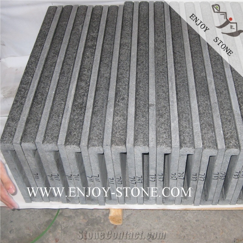 Exfoliated Raven Black G684 Rebated Steps Coping